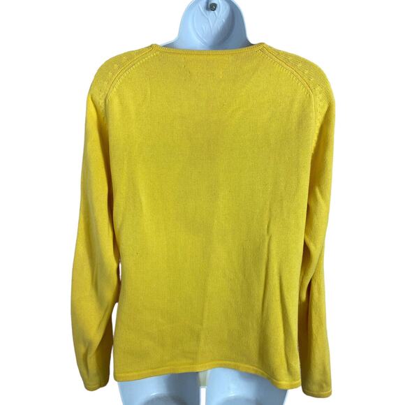 Tommy Hilfiger Women's Size Large Yellow Sweater Logo Y2K Retro Top Long-Sleeve - Picture 7 of 7